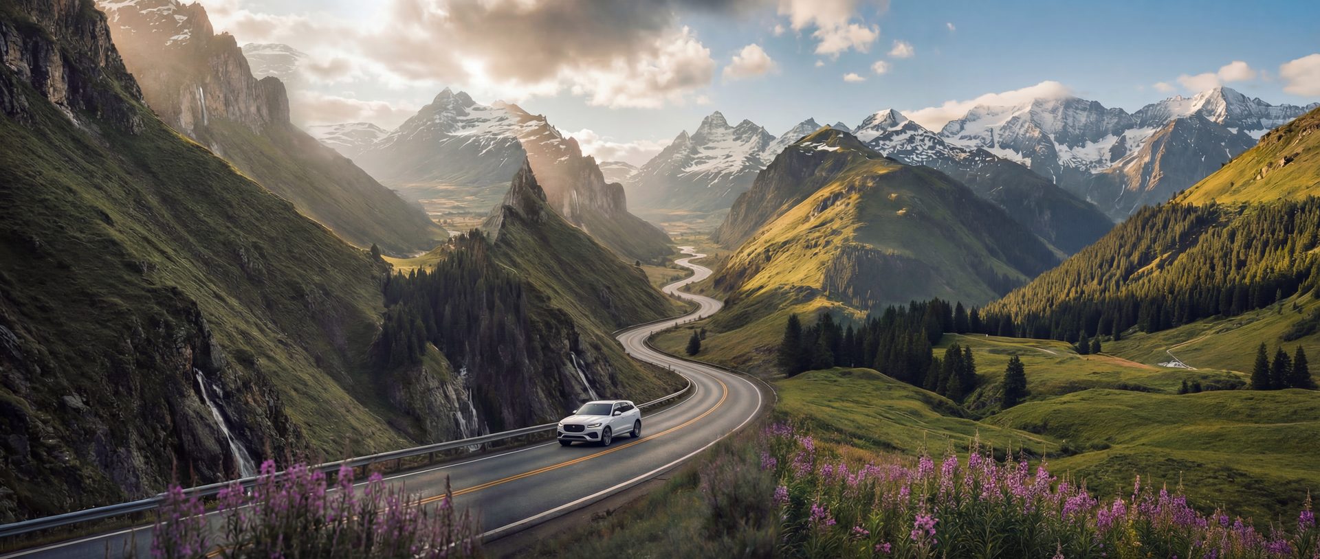 Bergstraße mit Auto